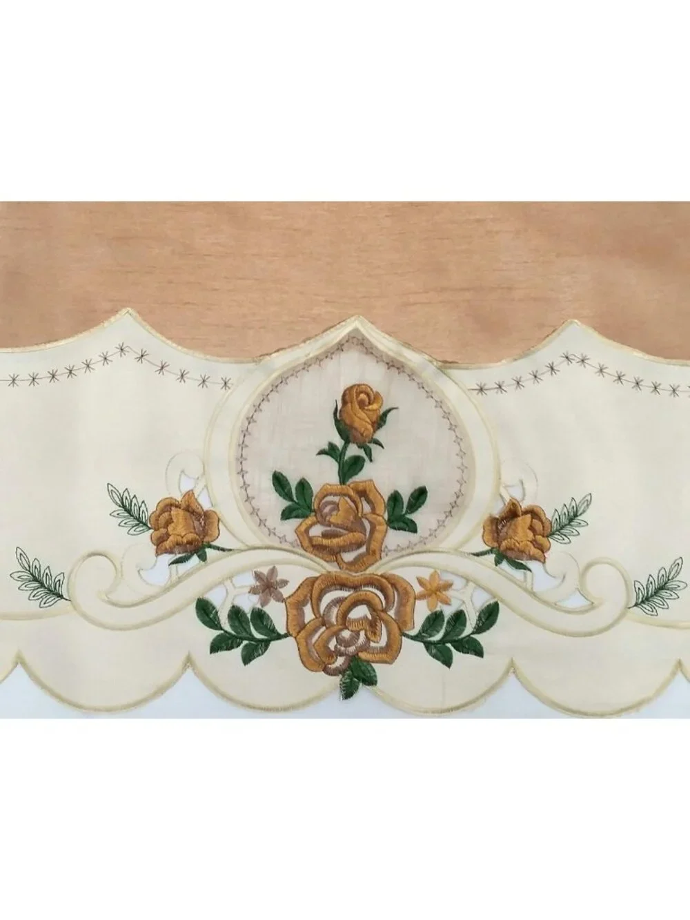 Rose Melody Kitchen Curtain Set - 3pcs Swag & 24